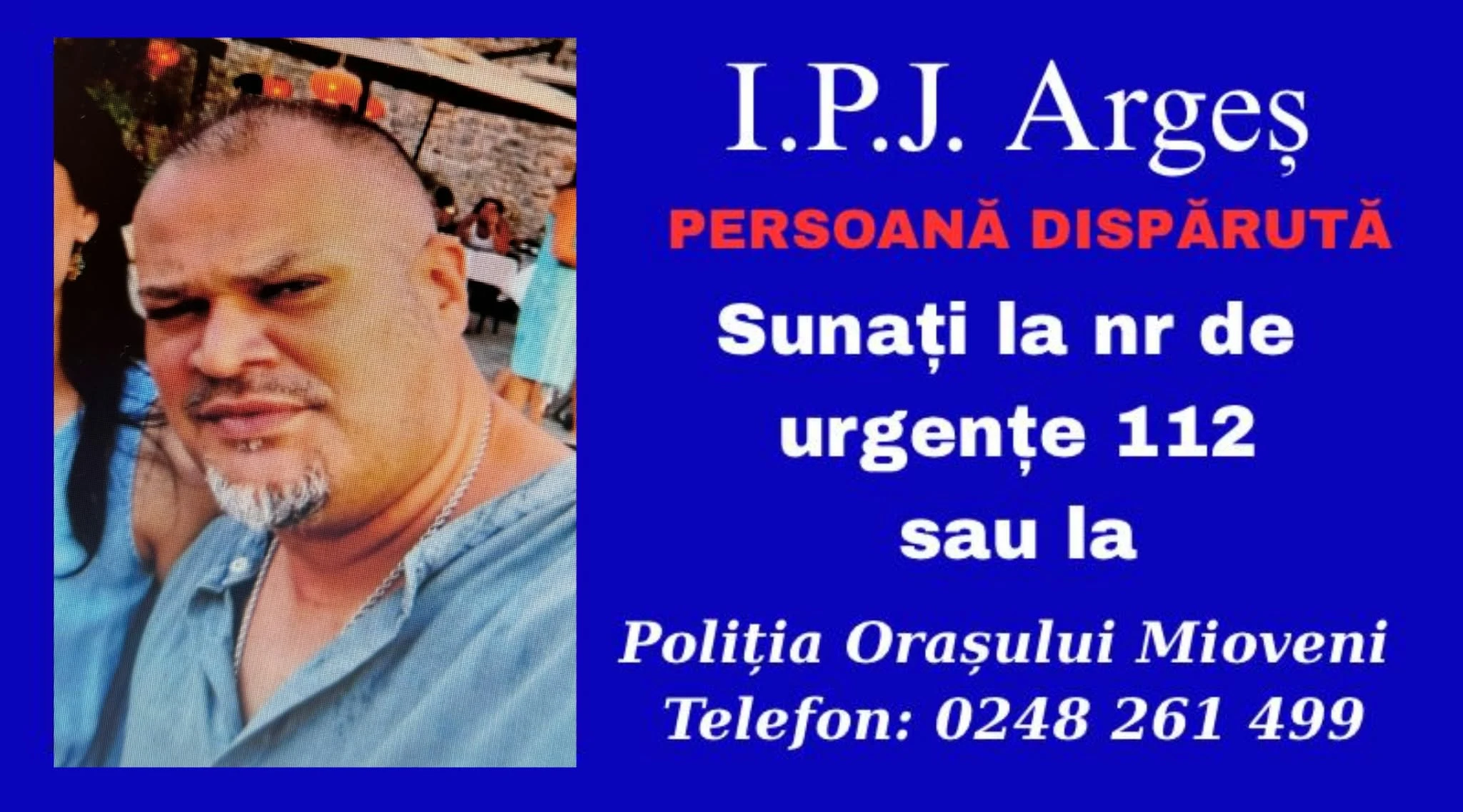 Tragedie în Argeș: Bărbatul de 45 de ani dispărut voluntar din Mioveni a fost găsit decedat