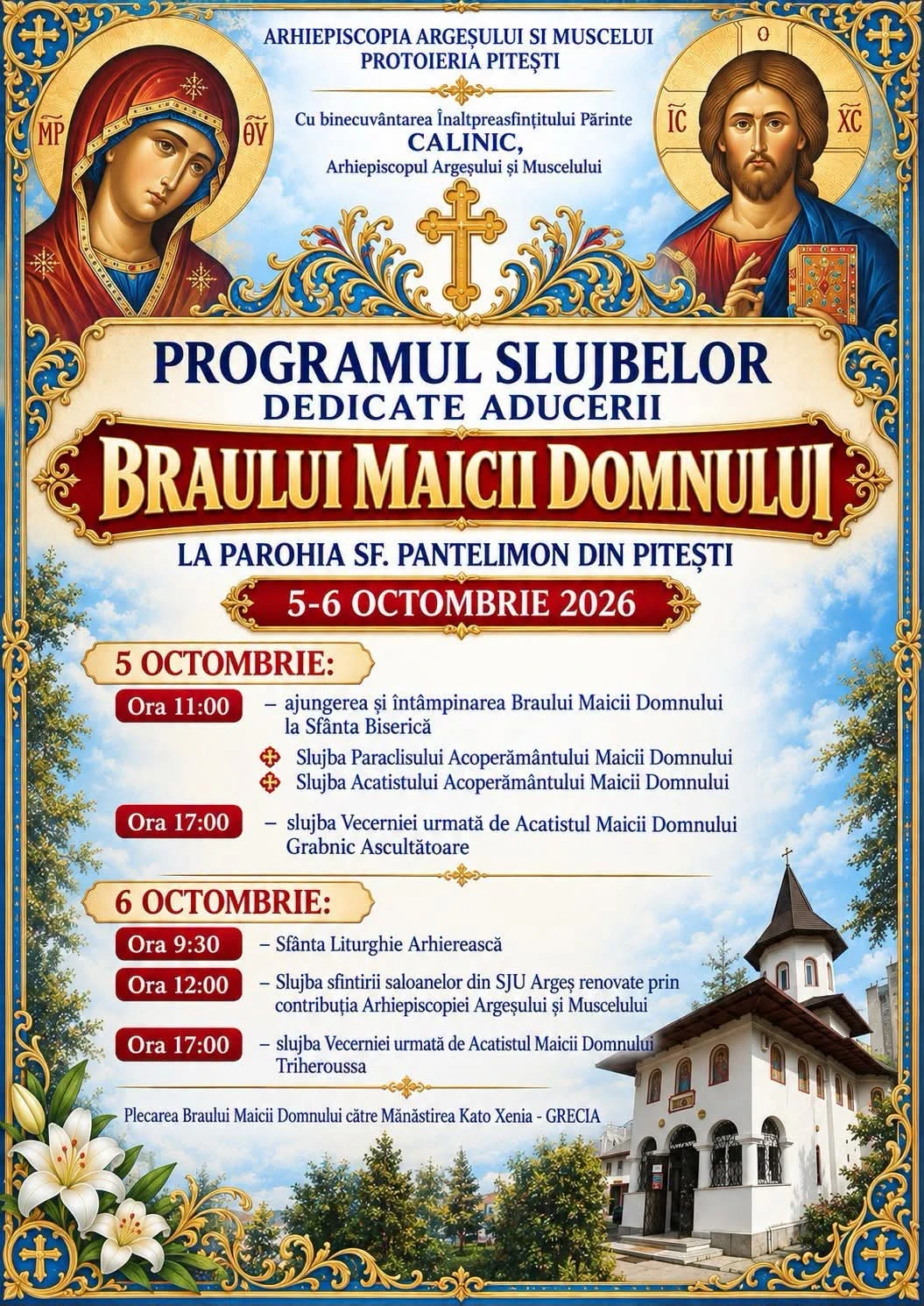 BRÂUL Maicii Domnului VINE pentru PRIMA OARĂ la Pitești. Când și unde te poți ÎNCHINA!