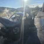 ACUM! ACCIDENT VIOLENT ÎN ARGEȘ! MAȘINĂ CUPRINSĂ DE FLĂCĂRI DUPĂ CE A INTRAT ÎNTR-UN CAP DE POD, LA CĂLINEȘTI!