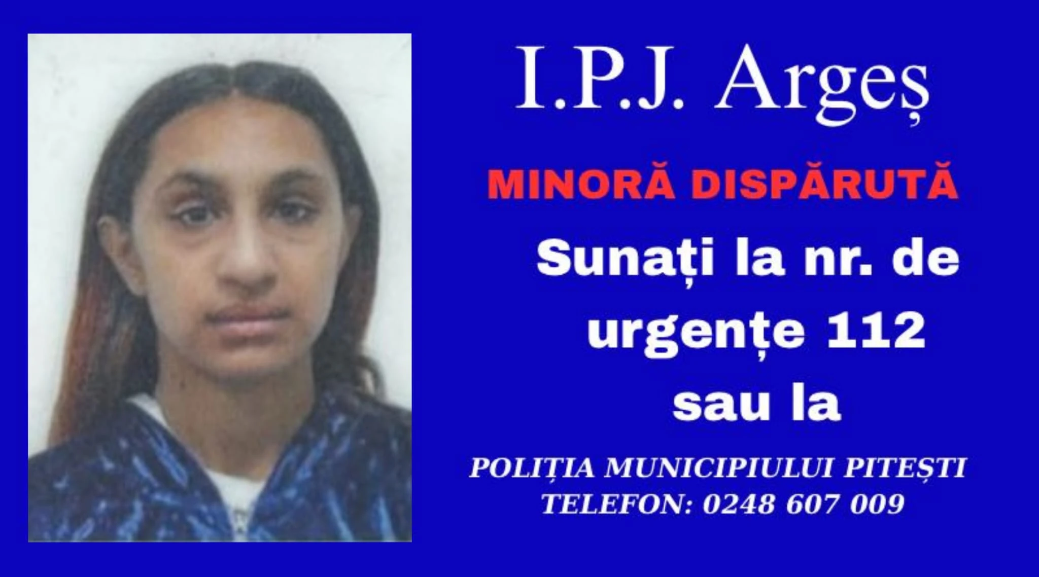 ALERTĂ ÎN ARGEȘ! O adolescentă de 17 ani din Merișani a dispărut!!!