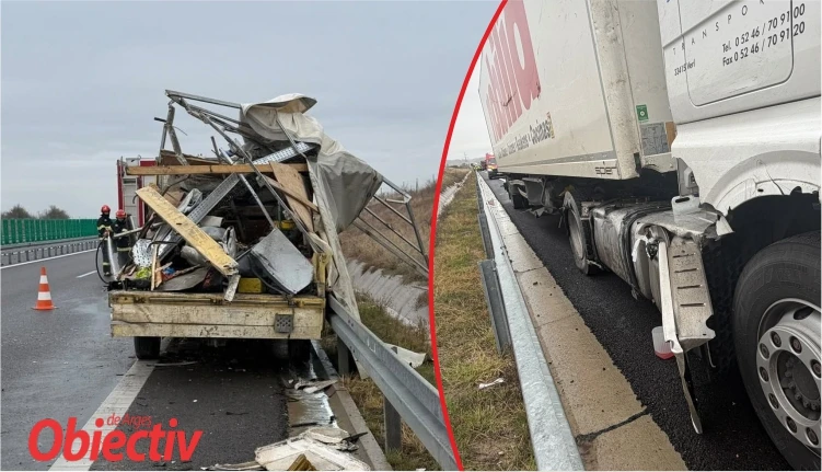 ACUM! CAMIONETĂ SPULBERATĂ de TIR pe DEx PITEȘTI – CRAIOVA, în Argeș! TRAFIC INFERNAL!