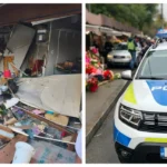 IMAGINI ȘOCANTE! O șoferiță a spulberat trei pietoni pe trotuar, apoi a intrat cu mașina în standurile de flori!