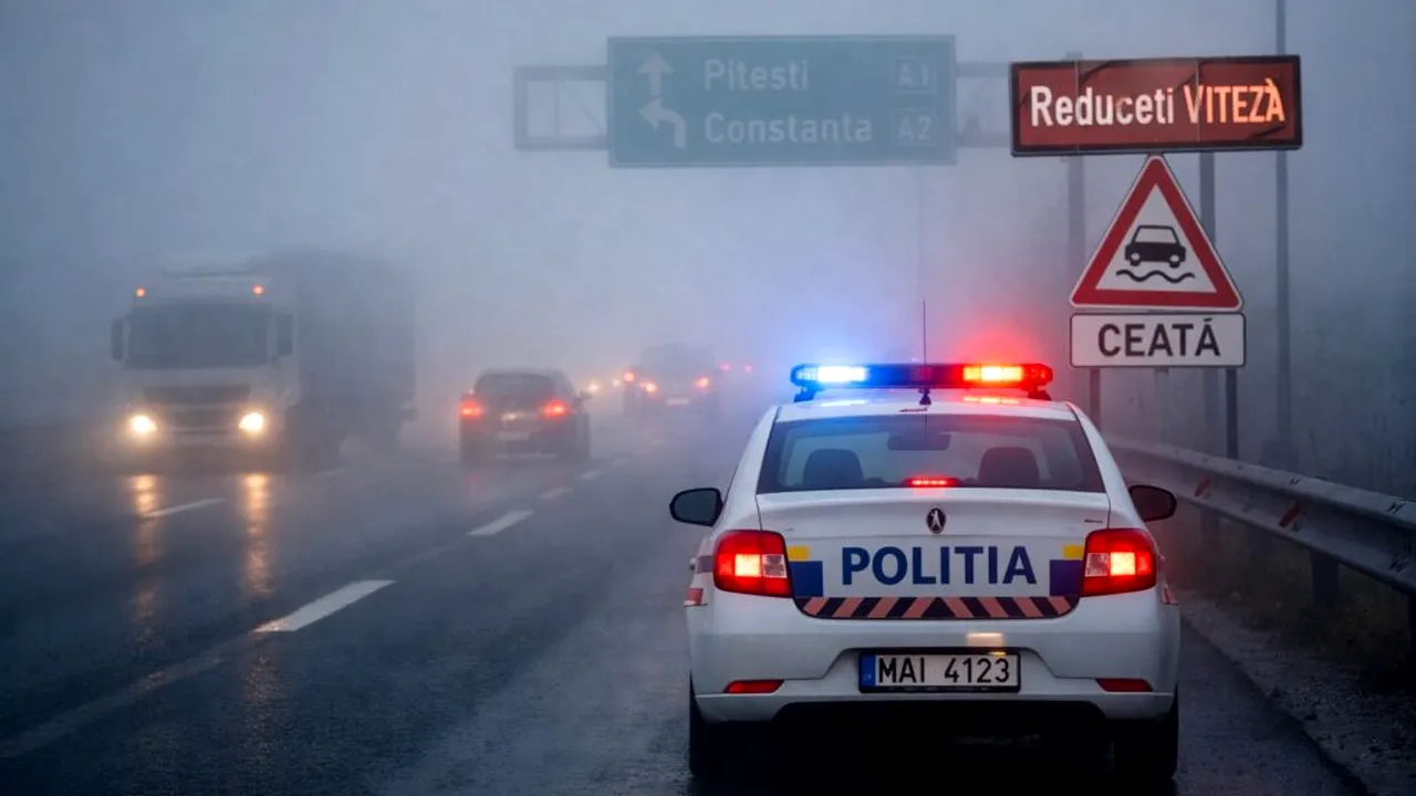 ALERTĂ PENTRU ȘOFERI ÎN ARGEȘ ȘI ALTE CINCI JUDEȚE! Ceață densă pe șosele, vizibilitate sub 50 de metri!