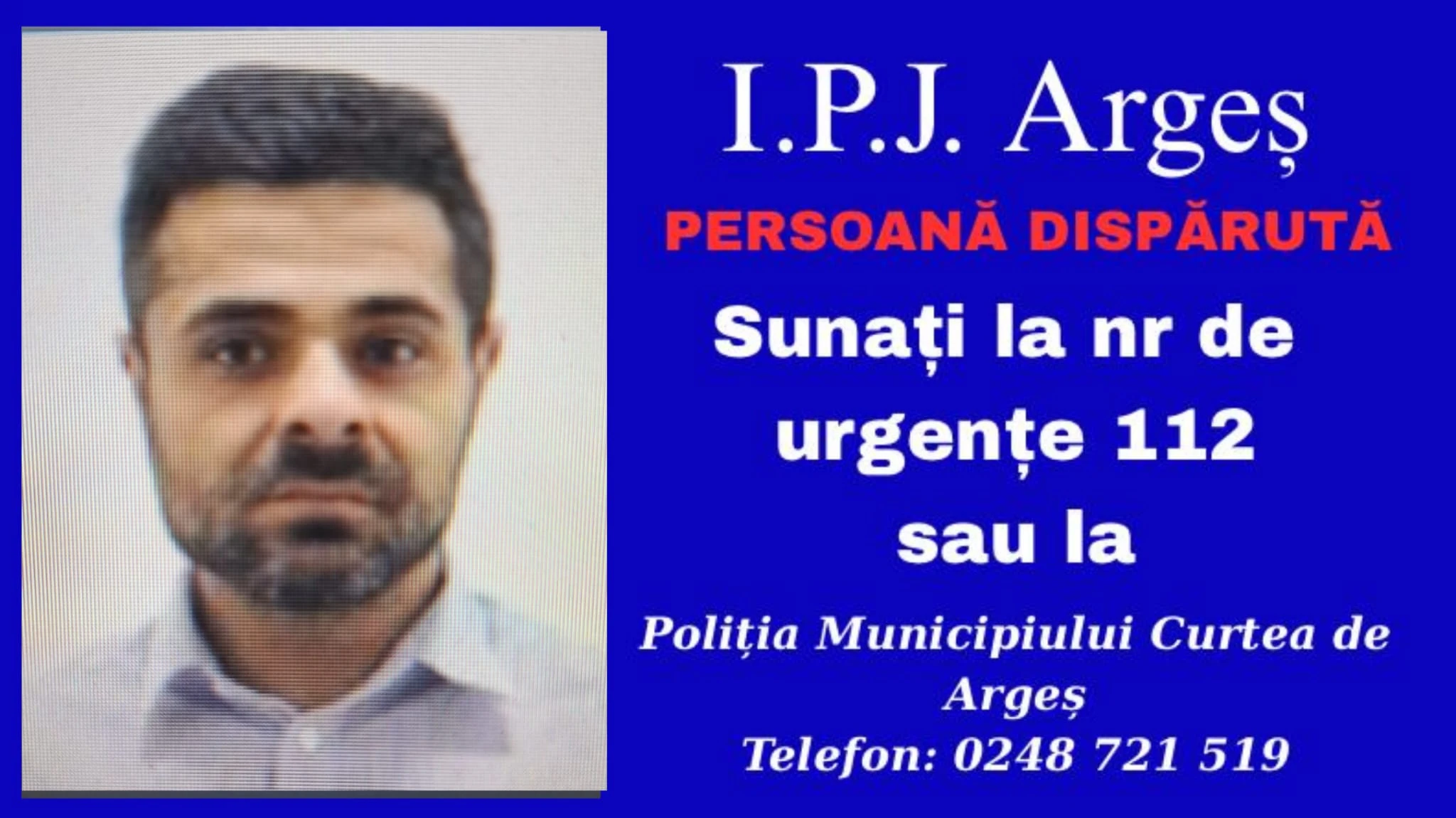 ALERTĂ în Argeș! Bărbat de 40 ani DISPĂRUT fără urmă! Căutări disperate! 1 ddddddddddddddddddd