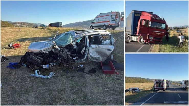 TRAGEDIE! Mașină STRIVITĂ de două TIR-uri! Bărbat MORT pe loc!