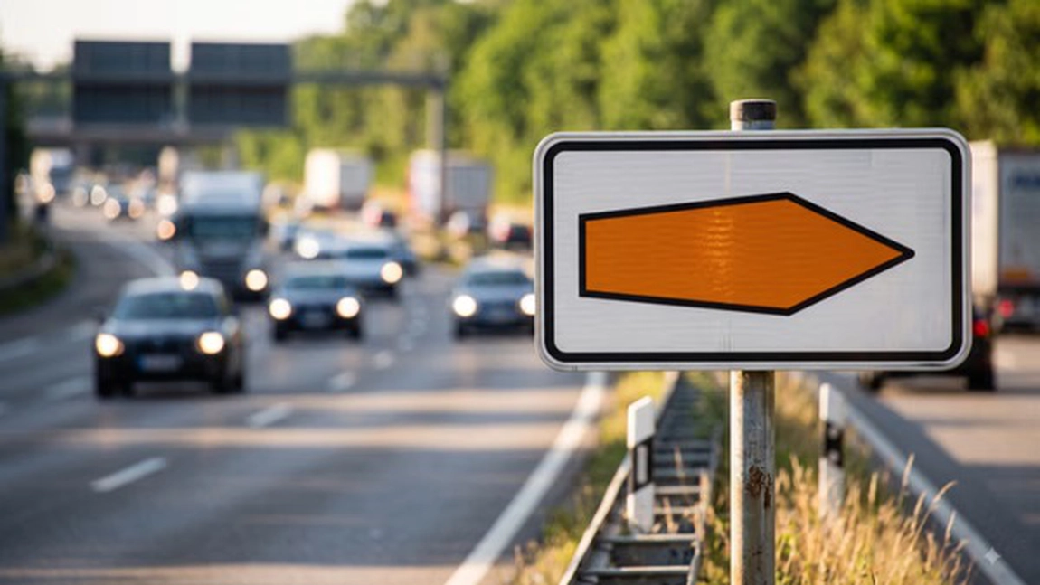 INDICATORUL pe care puțini ȘOFERI îl cunosc! Ce trebuie să faci dacă întâlnești săgeata portocalie pe autostrăzi!