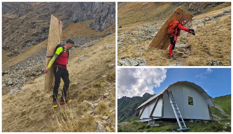 BREAKING! REFUGIUL Fereastra Zmeilor – refăcut din TEMELII! Salvamontiștii au căract cu cârca materialele de construcții!