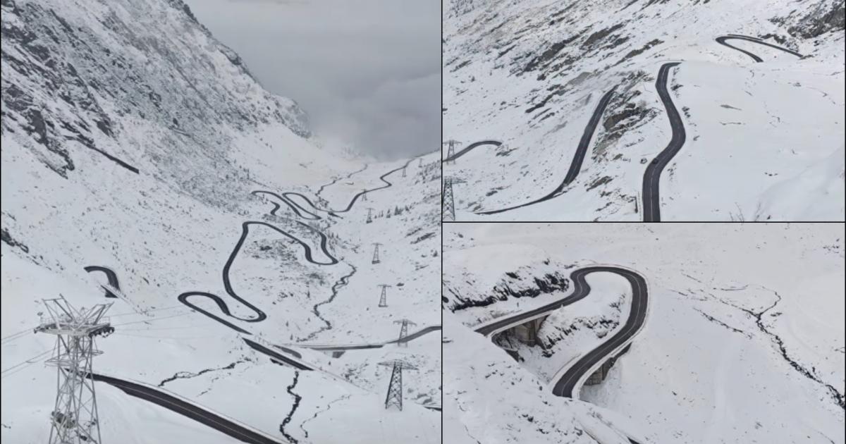 ATENȚIE ȘOFERI! Ninge abundent la Bâlea Lac! IARNĂ DE POVESTE pe TRANSFĂGĂRĂȘAN! Utilajele de deszăpezire intervin!